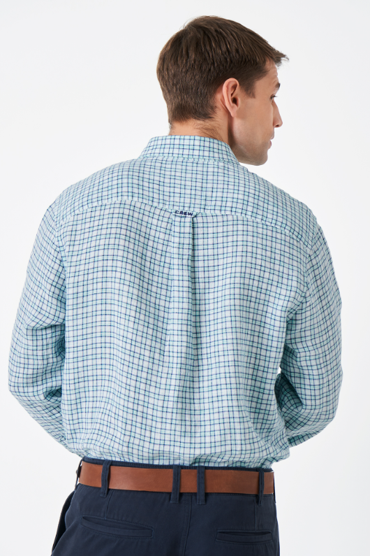 An image of the Crew Clothing Linen Check Shirt