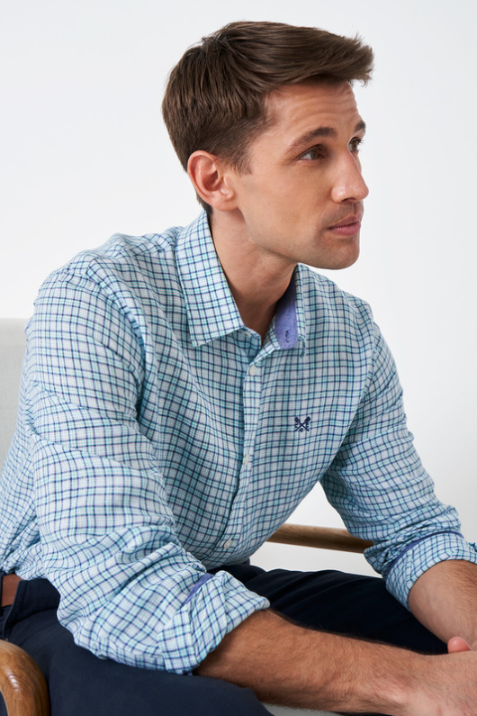 An image of the Crew Clothing Linen Check Shirt