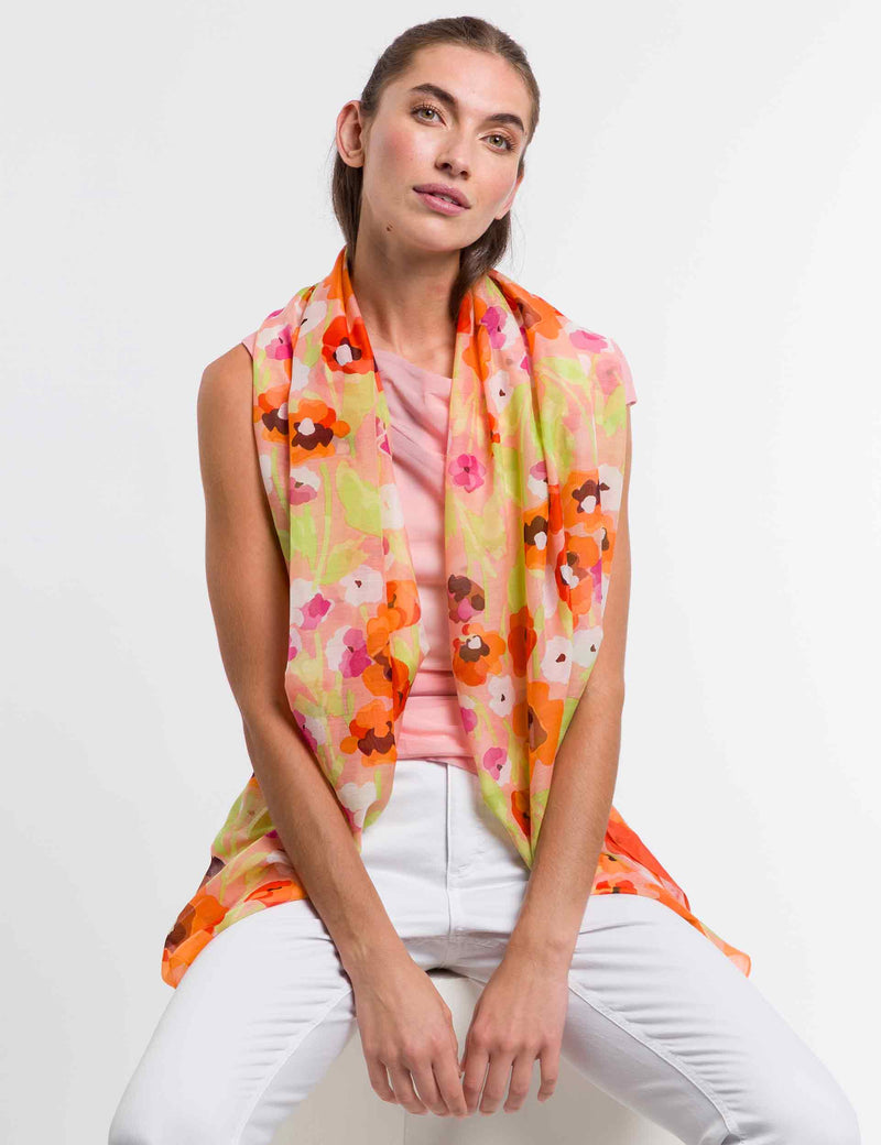An image of the Fraas Floral Cotton Silk Scarf