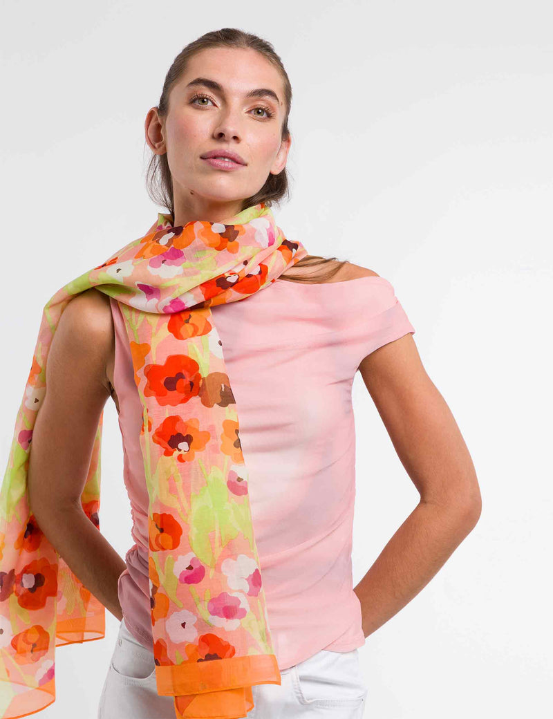 An image of the Fraas Floral Cotton Silk Scarf