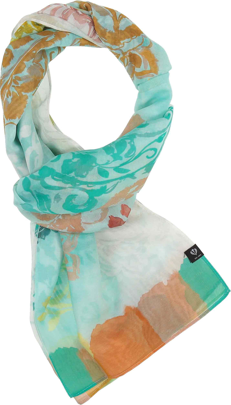 An image of the Fraas Tonal Floral Cotton Silk Wrap