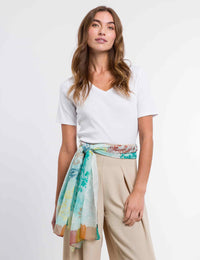 An image of the Fraas Tonal Floral Cotton Silk Wrap