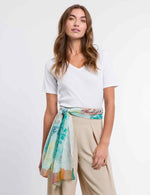 An image of the Fraas Tonal Floral Cotton Silk Wrap