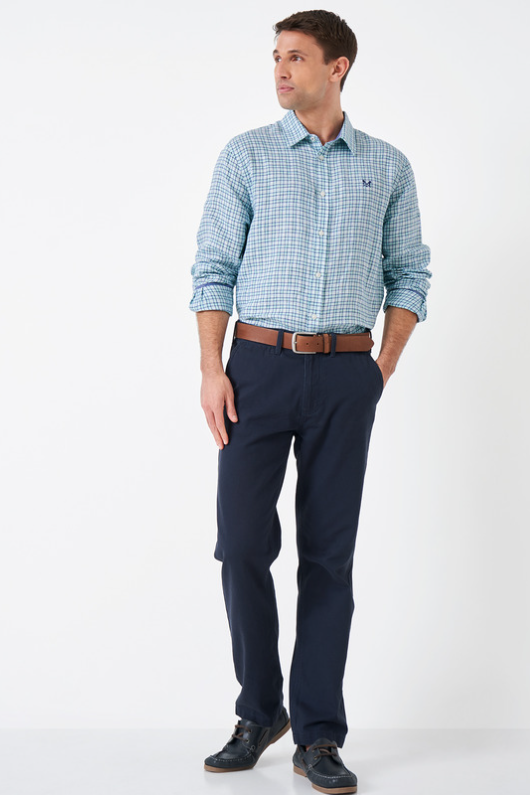 An image of the Crew Clothing Linen Check Shirt