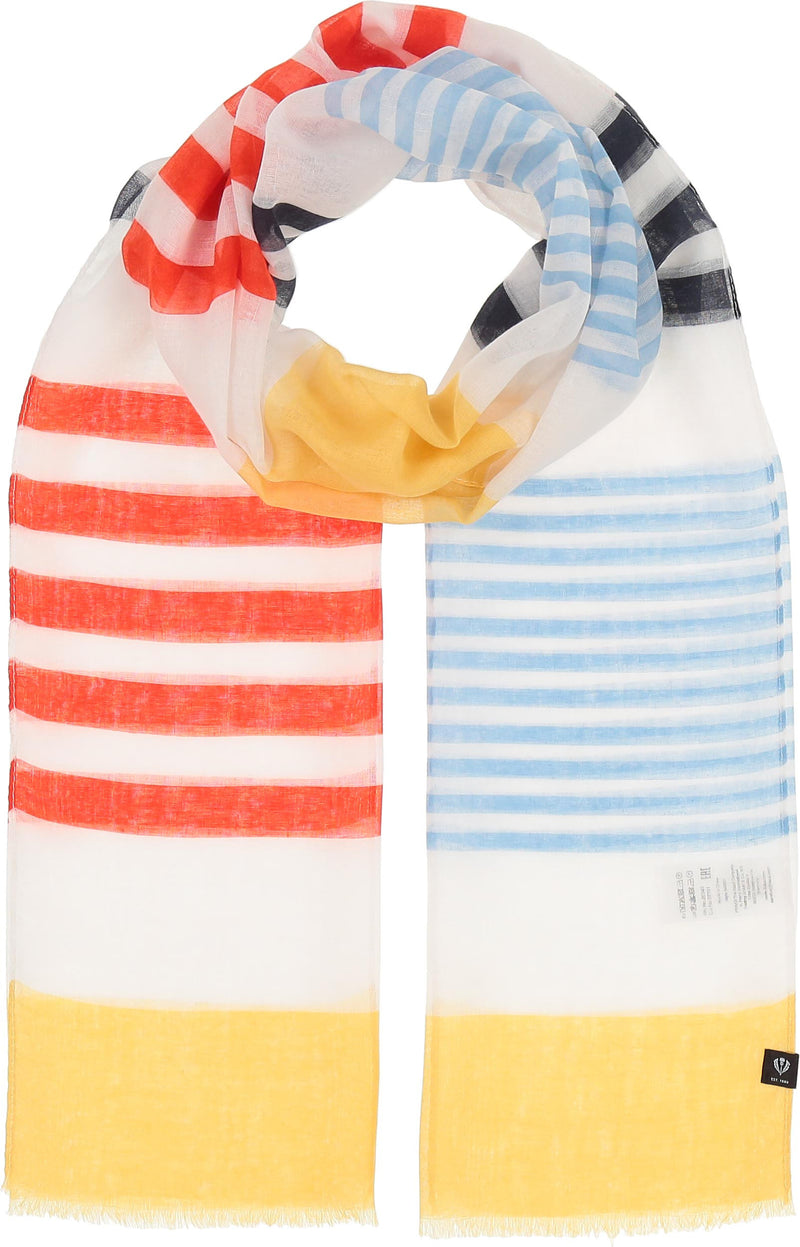 An image of the Fraas Horizontal Stripe Recycled Print Scarf