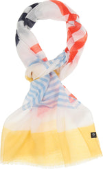 An image of the Fraas Horizontal Stripe Recycled Print Scarf