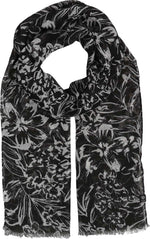 An image of the Fraas Monochrome Floral Recycled Print Scarf