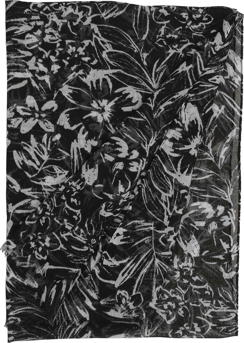 An image of the Fraas Monochrome Floral Recycled Print Scarf