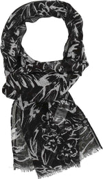 An image of the Fraas Monochrome Floral Recycled Print Scarf