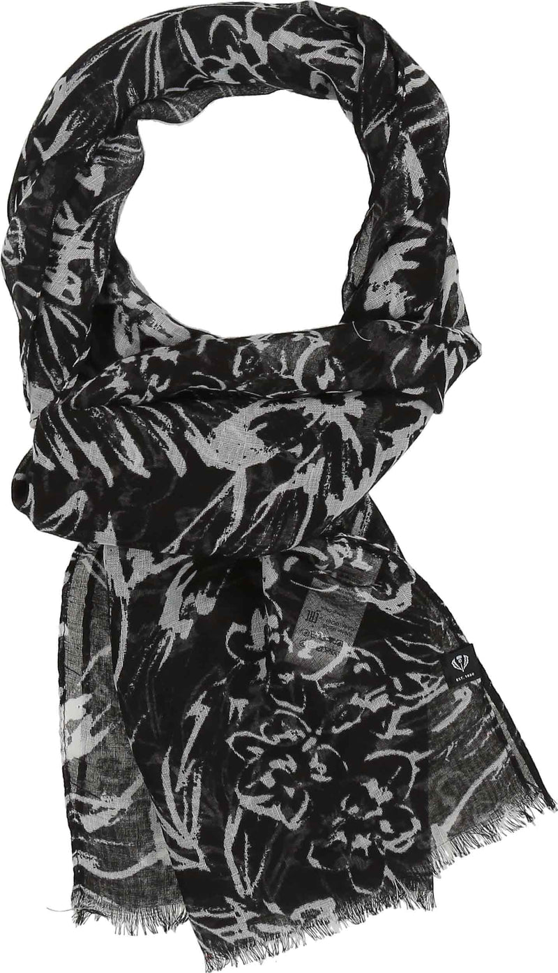 An image of the Fraas Monochrome Floral Recycled Print Scarf