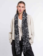 An image of the Fraas Monochrome Floral Recycled Print Scarf