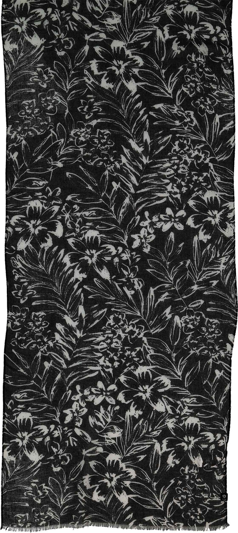 An image of the Fraas Monochrome Floral Recycled Print Scarf