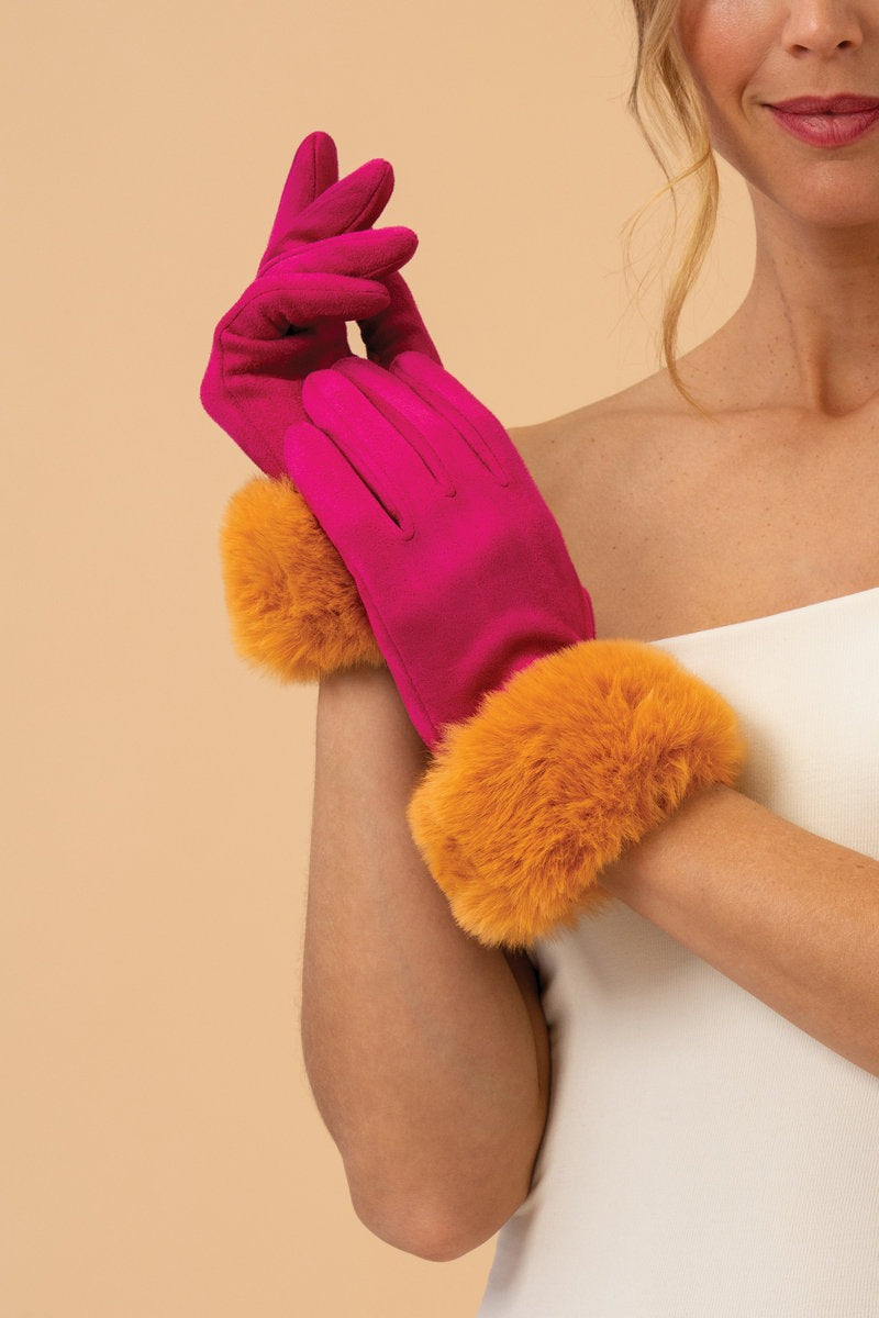 An image of the Powder Bettina Faux Suede/Faux Fur Gloves