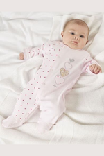 An image of the Dandelion Triple Hearts Cotton Sleepsuit