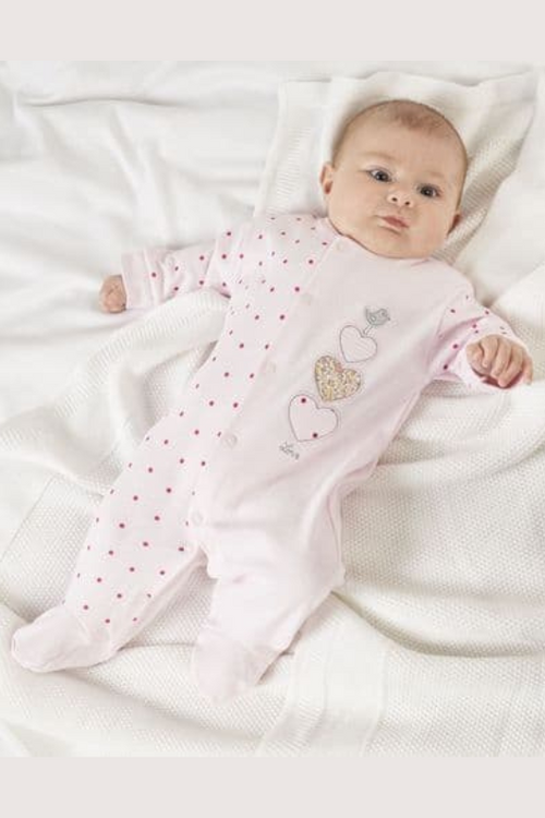 An image of the Dandelion Triple Hearts Cotton Sleepsuit
