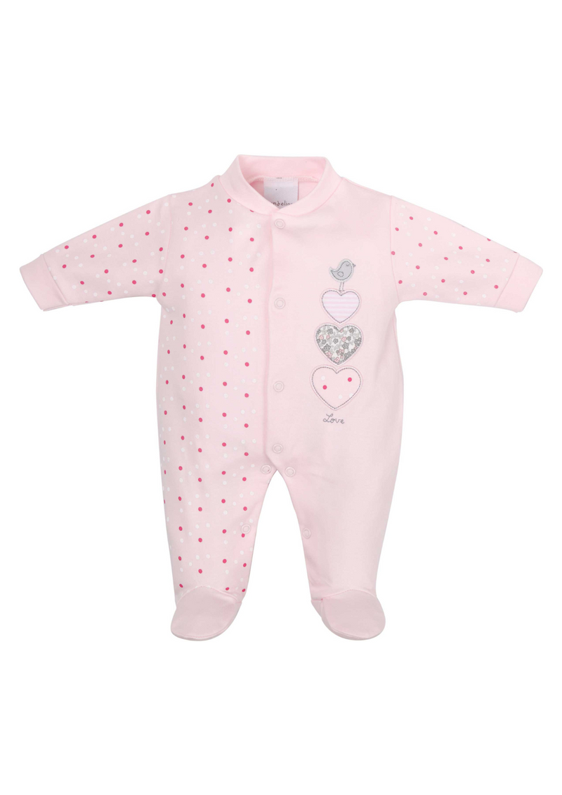 An image of the Dandelion Clothing Triple Hearts Cotton Sleepsuit