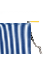 An image of the Roka London Carnaby Crossbody XL Hickory Stripe Recycled Canvas Bag.