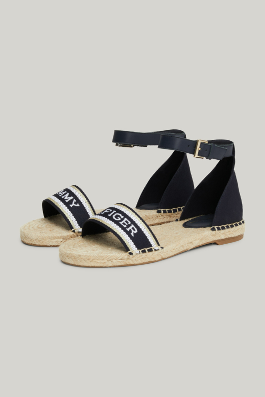 An image of the Tommy Hilfiger Hilfiger Monotype Webbing Strap Espadrille Sandals