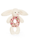 An image of the Jellycat Jellycat Blossom Cream Bunny 'Berry' Ring Rattle