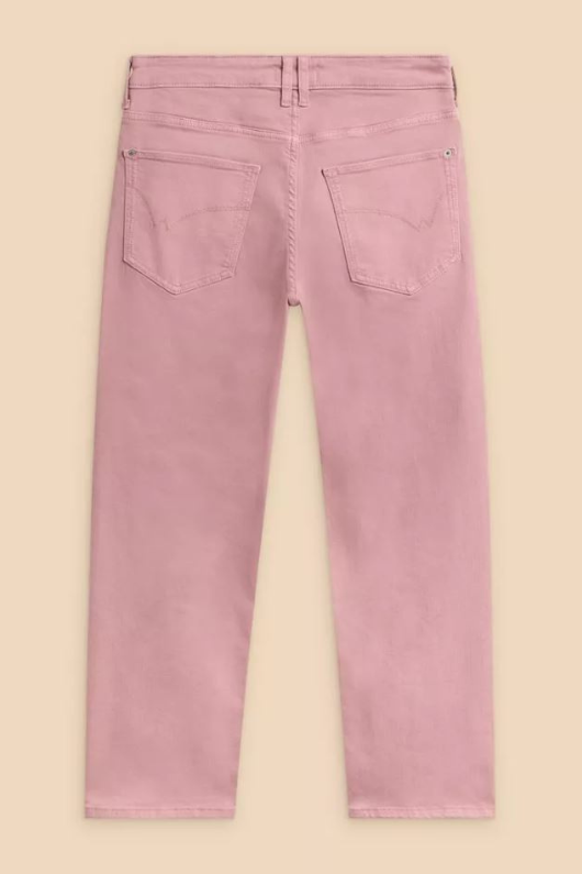 An image of the White Stuff Blake Straight Cropped Jean in the colour Dusty Pink.