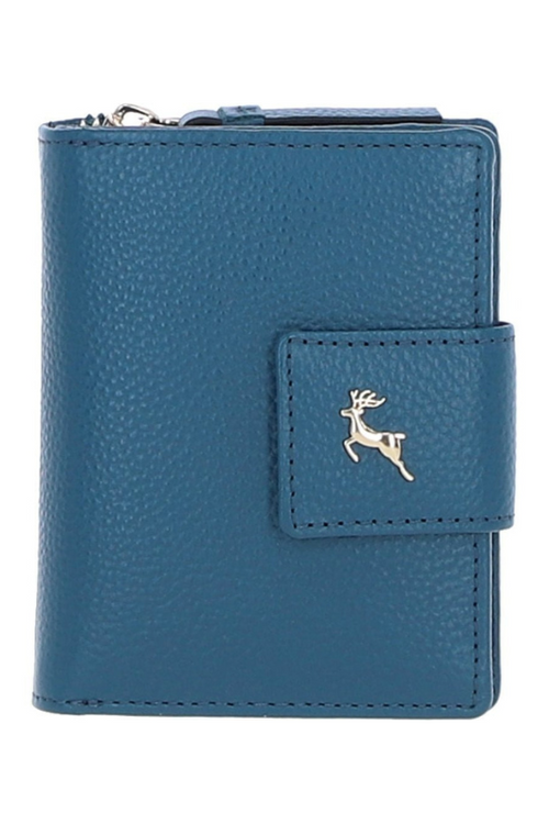 Ashwood Leather Leather Wallet. An RFID secure leather wallet with zip and stud closure, in the colour Teal.