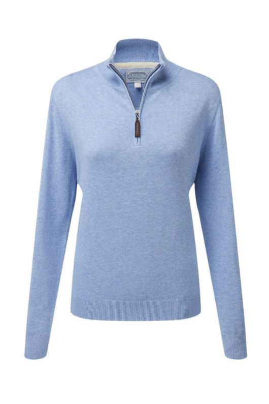 Schoffel Polperro Cotton 1/4 Zip Jumper. A regular fit, cotton jumper with a 1/4 length YKK zip and subtle ribbed detail on the neck, cuffs and hem. 