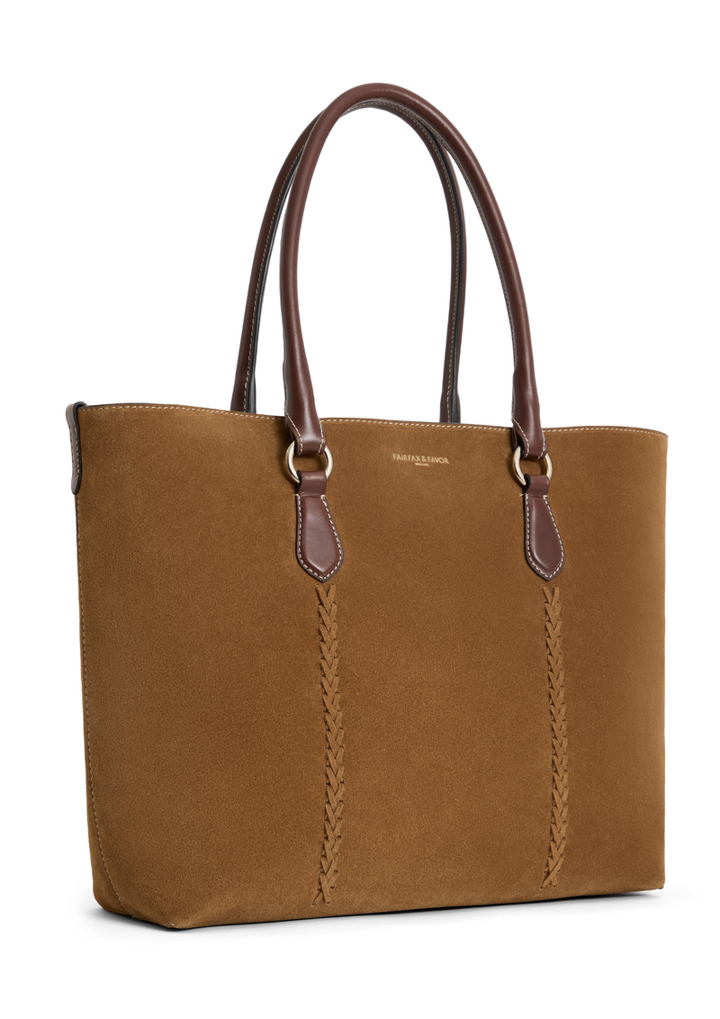 An image of the Fairfax & Favor Fairfax & Favor Seville Tote Tan Suede