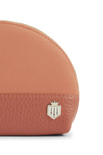Fairfax & Favor The Chiltern Coin Purse. A fine grain leather/suede coin purse in the colour melon, featuring a shield logo stud and full zip closure.