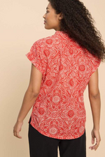 An image of the White Stuff Ellie Organic Cotton Shirt in the colour Orange Print.