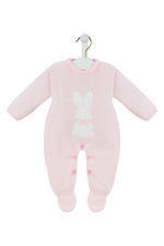 An image of the Dandelion Knitted Bunny Onesie With Satin Neck Bow