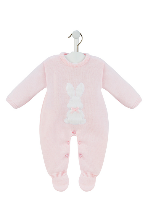 An image of the Dandelion Knitted Bunny Onesie With Satin Neck Bow