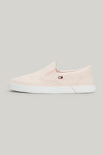 An image of the Tommy Hilfiger Enamel Flag Slip-On Canvas Trainers