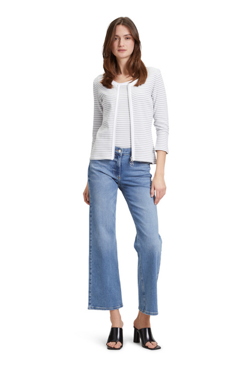 An image of the Betty Barclay Striped Short T-Shirt Jacket