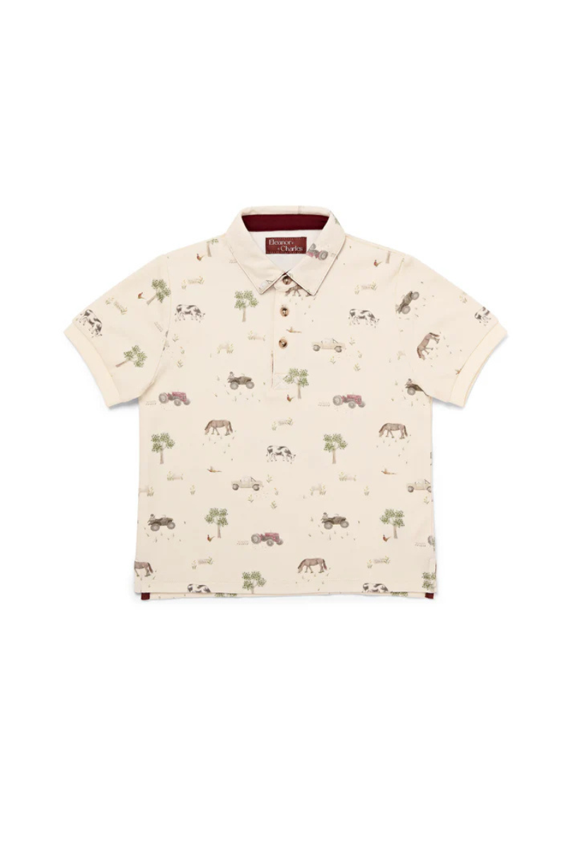 On The Farm Print Polo Shirt
