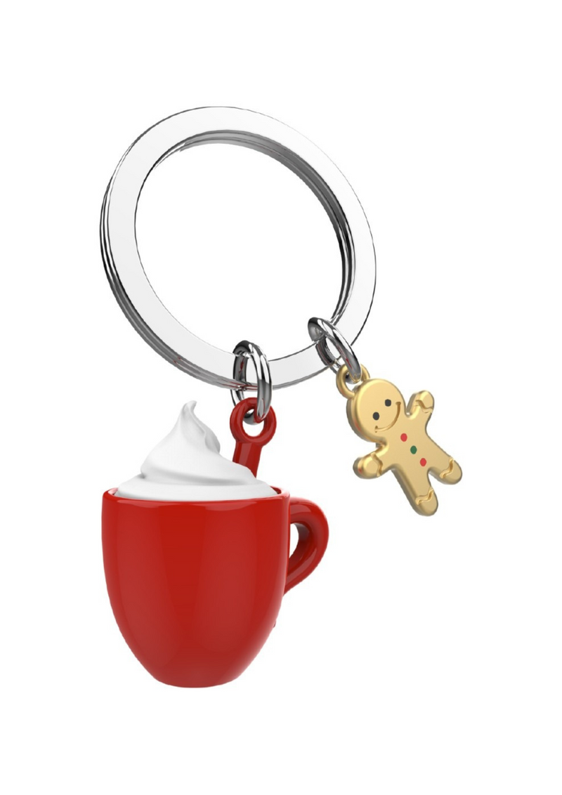 An image of the Oli Olsen Cosy Mug with Whipped Cream & Gingerbread Man Keyring