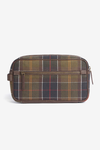 An image of the Barbour Tartan Leather Washbag