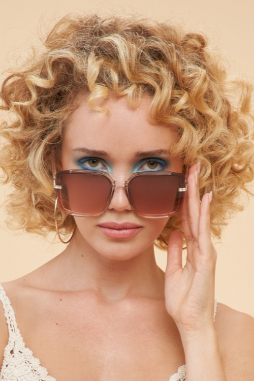 Powder Luxe Sutton Sunglasses. Large sized sunglasses with a chic rose fram