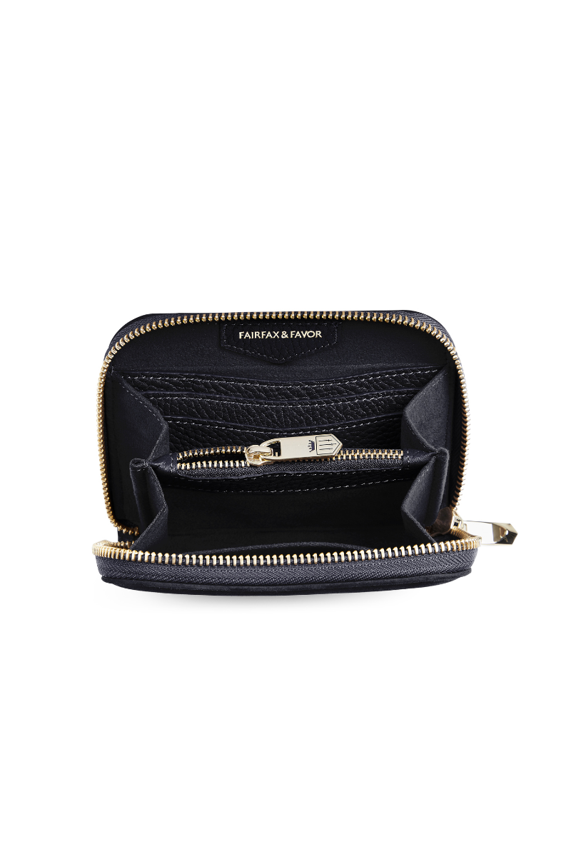An image of the Fairfax & Favor Fairfax & Favor Mini Suede Salisbury Purse Navy