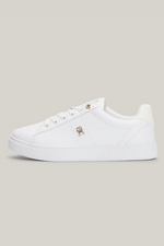 An image of the Tommy Hilfiger Elevated Leather Court Trainers in the colour White.