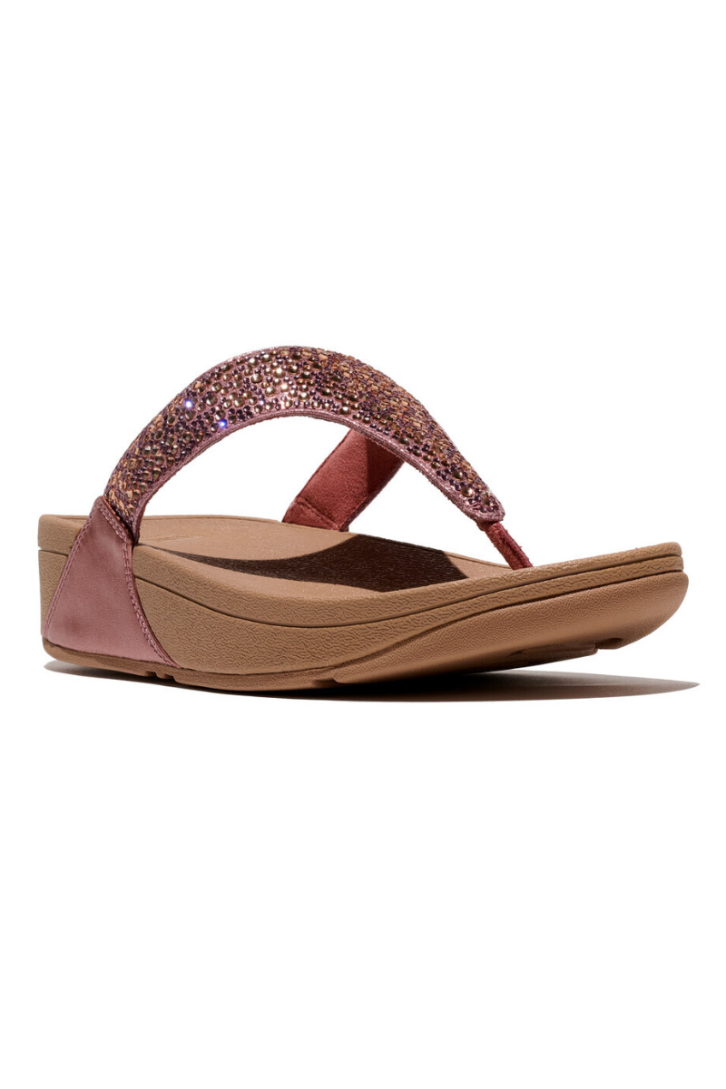 An image of the Fitflop Lulu Crystal-Mix Metallic Toe-Post Sandals