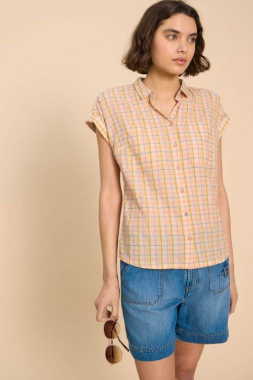 An image of the White Stuff Ellie Check Shirt in the colour Natural Multi.