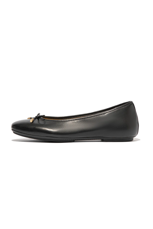 An image of the Fitflop Delicato Bow Soft Leather Ballet Flats