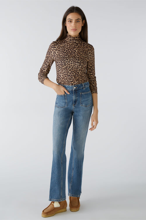 An image of the Oui Leopard Print Roll Neck
