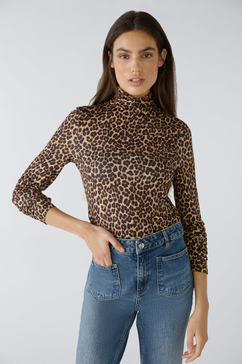 An image of the Oui Leopard Print Roll Neck