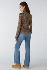 An image of the Oui Leopard Print Roll Neck