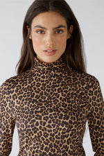 An image of the Oui Leopard Print Roll Neck