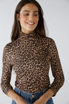 An image of the Oui Leopard Print Roll Neck