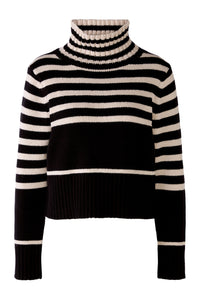 An image of the Oui High Neck Stripe Jumper