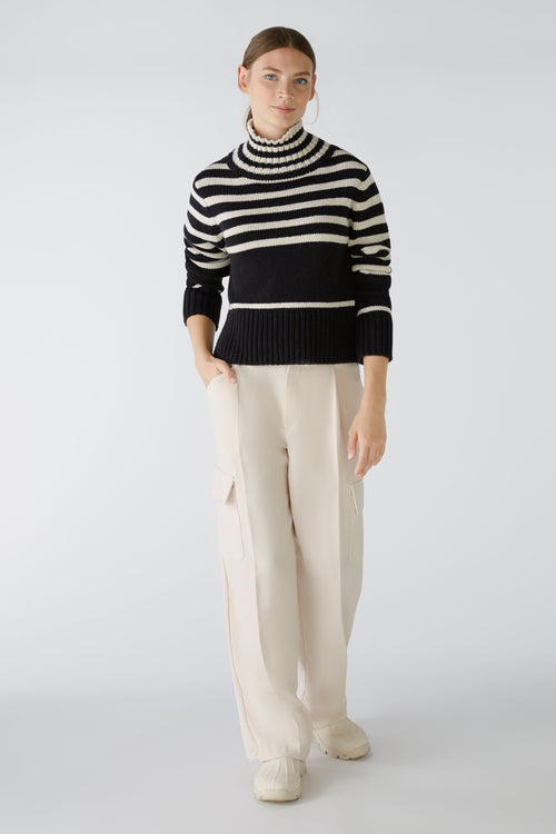 An image of the Oui High Neck Stripe Jumper