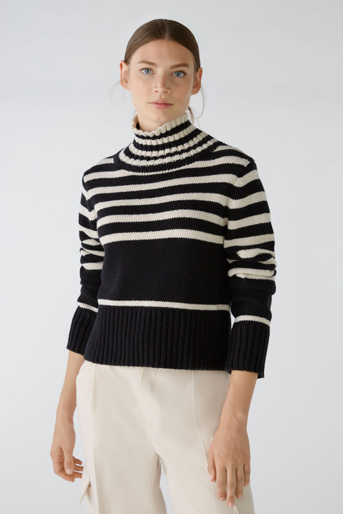 An image of the Oui High Neck Stripe Jumper